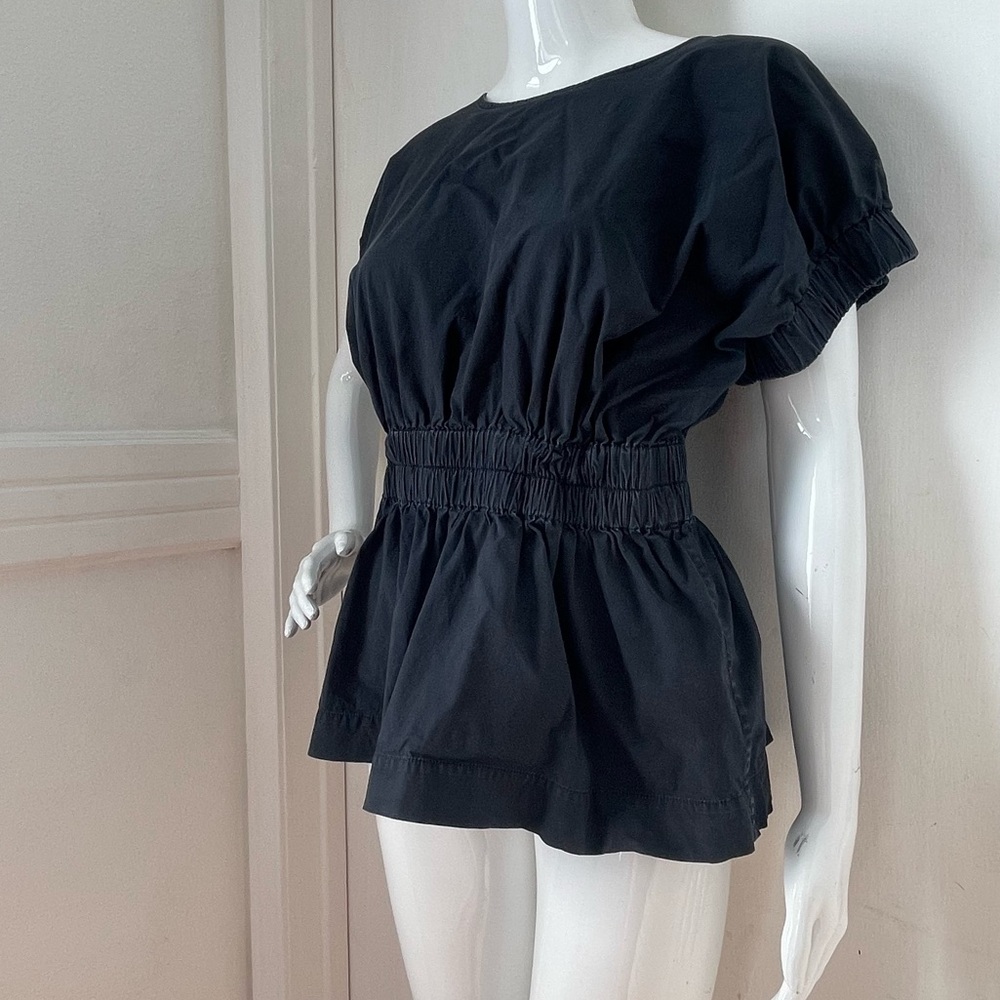 Marc Jacobs Black cotton Peplum Cinched Top Blouse shirt